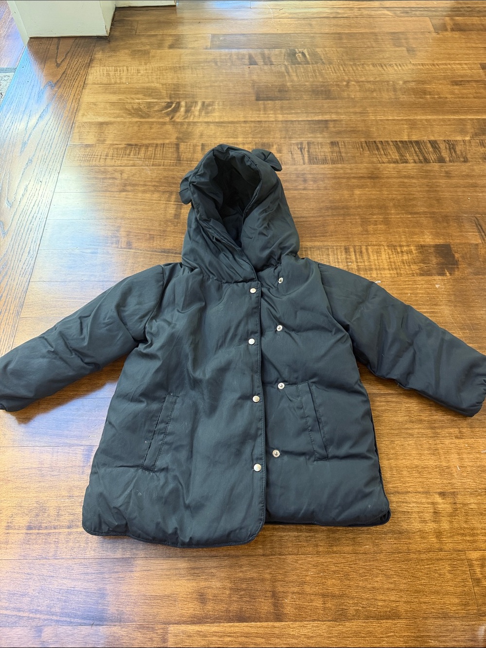 Zara Kids Black Hooded Puffer Jacket - Cozy Winter Coat